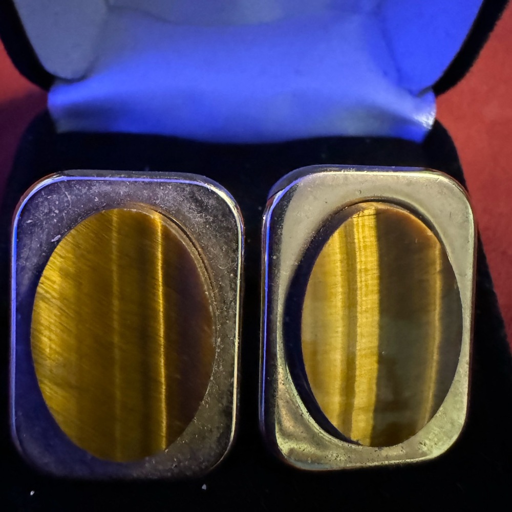 Genuine Tiger Eye Cuff Links